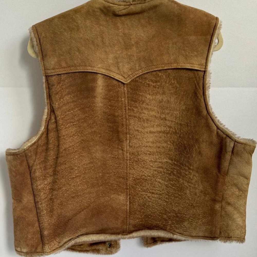 Vintage Schott USA Genuine Shearling Vest Never Worn Size 46 Western Americana - Picture 3 of 7
